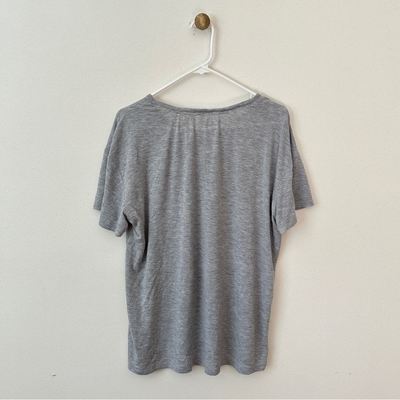 Lucky Brand Western Rodeo Script Graphic Modal T Shirt Grey Navy Oversized Fit M - Picture 5 of 6